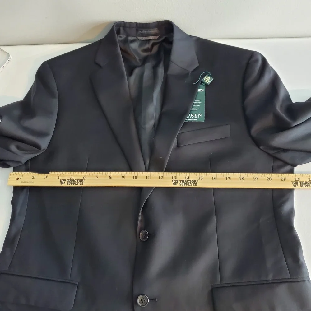 Lauren Ralph Lauren Mens 42R Black Ultraflex Wool Blazer Suit Jacket Loomis NEW